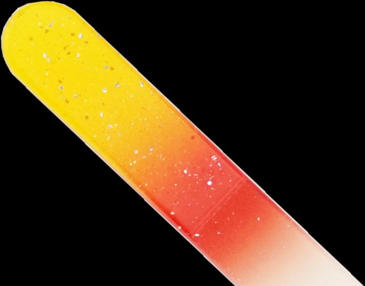 Produktbild Glasfeile - doppelseitig, gelb/rot mit Glitter, beid- seitig rund, Länge: 9 cm