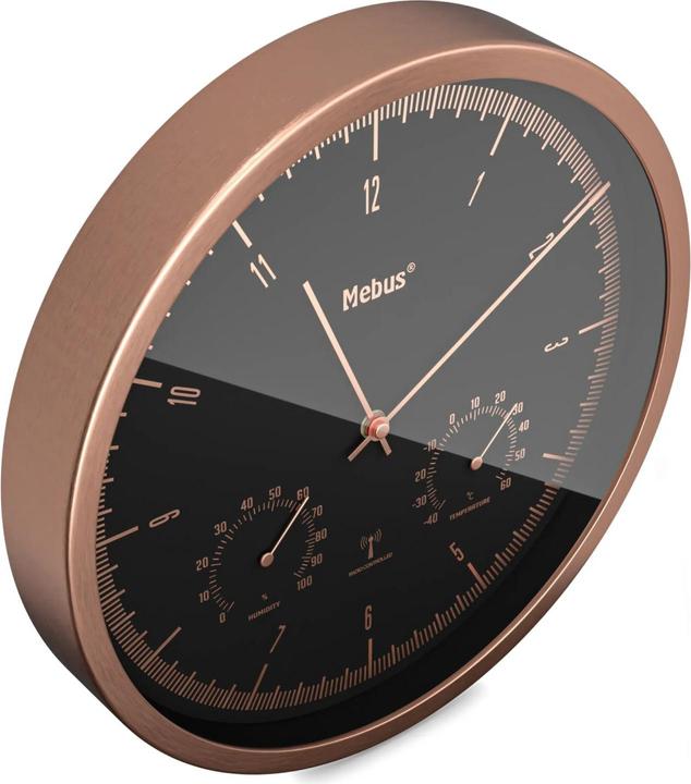 Produktbild Mebus Funkwanduhr mit Thermo-Hygrometer (25 cm)