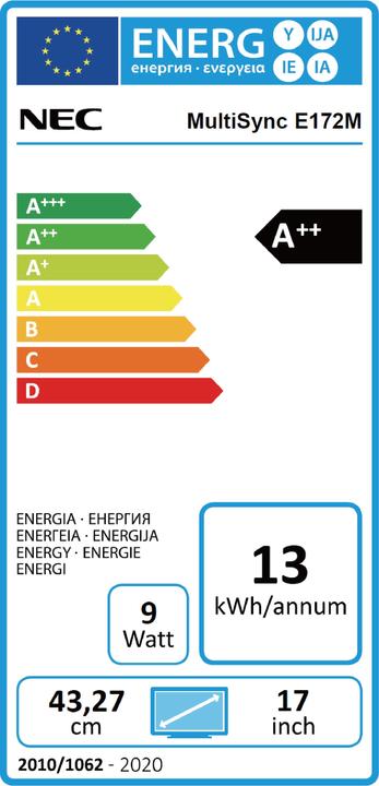 Energy Label NEC E172M (1280 x 1024 pixels, 17")