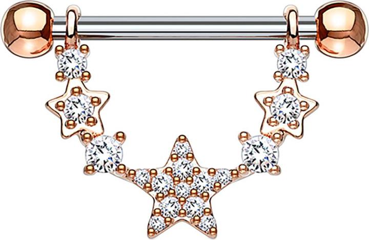 Image du produit Star Piercing Barbell rosegold Stern halbbogen mit Kristall (Acier chirurgical 316L)