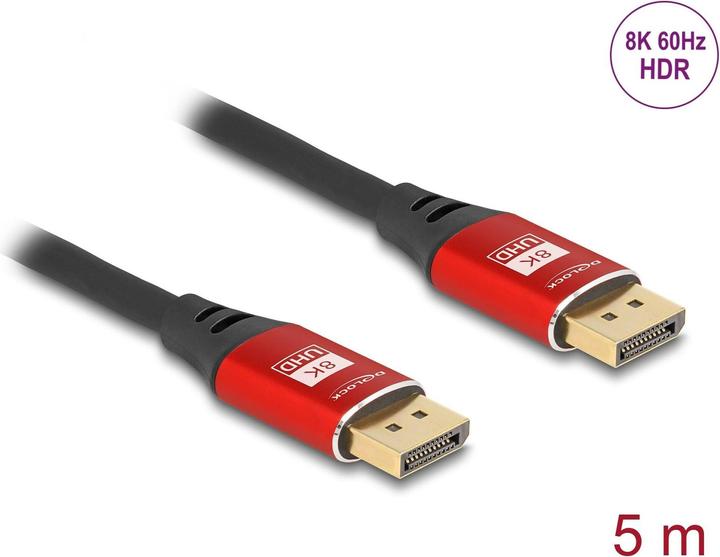 Image du produit Delock Câble DisplayPort 8K 60 Hz 5 m rouge métal (5 m, DisplayPort)
