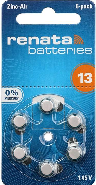 Produktbild Renata Hörgeräte-Batterien ZA13.DP6 0%HG (6 Stk., ZA13 GP, 305 mAh)