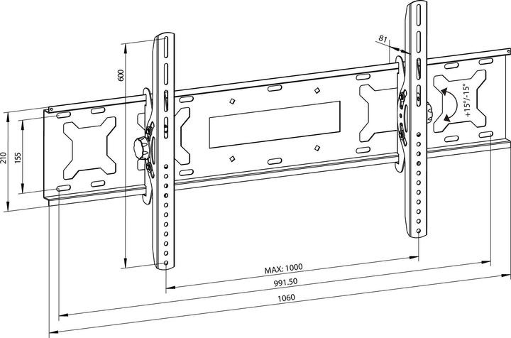 Image du produit Montiss Uchwyt TV „MONTE VISO” MT076 60"-105" 120 kg "BIG SCREEN TV" (Mur, 105", 120 kg)