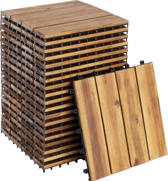 Produktbild tectake 20er Set Terrassenfliesen Tabula Akazienholz, je 4 Lamellen (20 x)