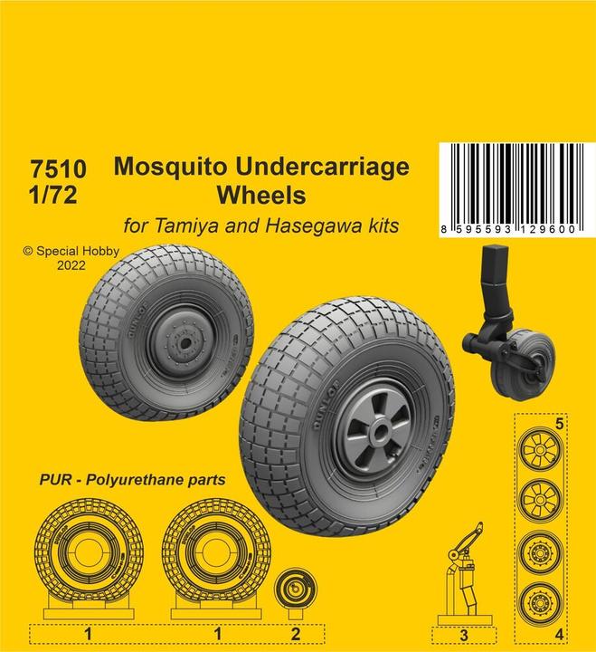 Actual product image CMK Mosquito Undercarriage Wheels / for 1/72 Tamiya and Hasegawa kits