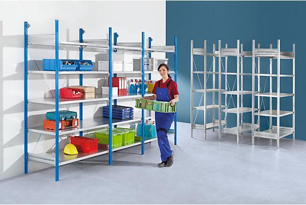 Produktbild eurokraft pro Fachboden-Steckregal, blau / verzinkt
