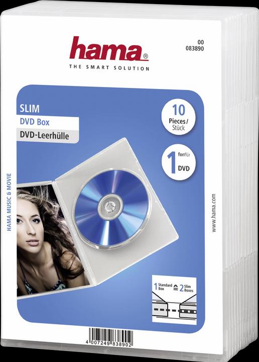 Hama 1x10 DVD Empty Sleeve Slim Transparent 50% Blank