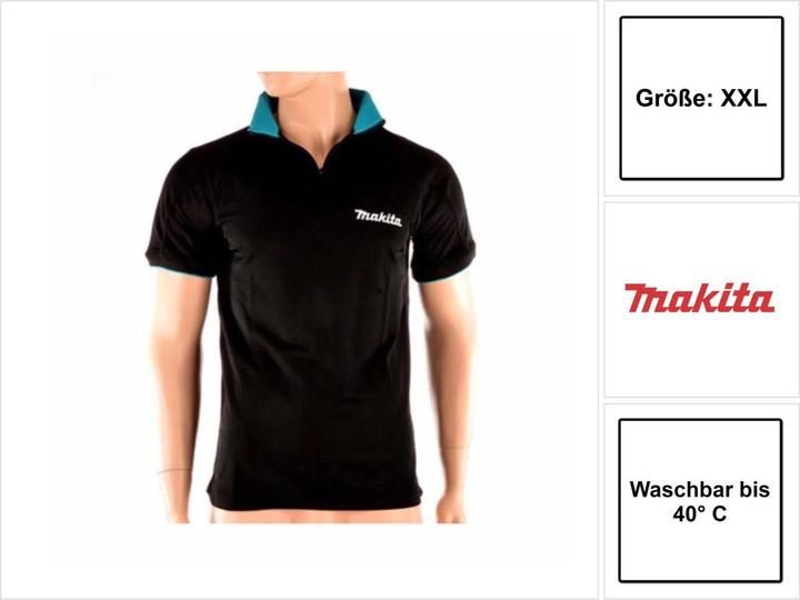 Image du produit Makita Polo Rugby Shirt T-shirt taille XXL 100% coton ( 98P184-XXL ) couleur noir (XXL)