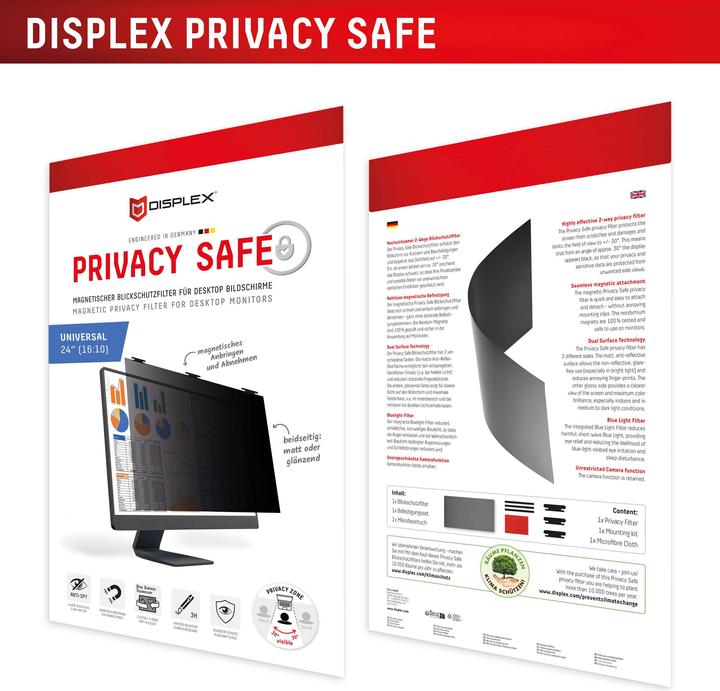 Image du produit Displex Privacy Safe, Desktop Monitor Blickschutzfilter (24", 16 : 10)