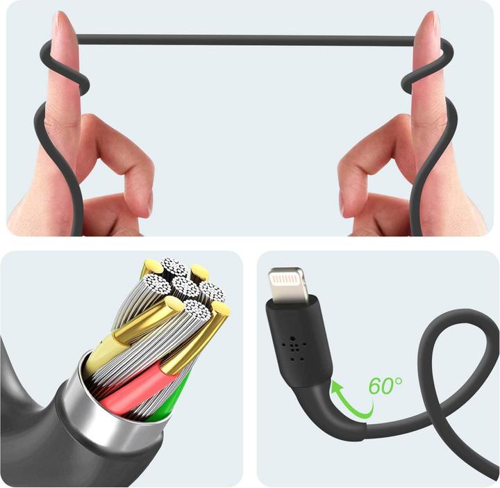 Image du produit Belkin BOOST CHARGE LIGHTNING SUR CÂBLE USB-A, 2M, Noir (2 m, USB 2.0)