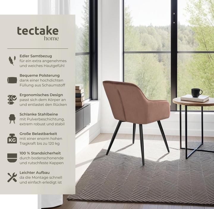 Image du produit tectake Chaise MARILYN Effet Velours Style Scandinave