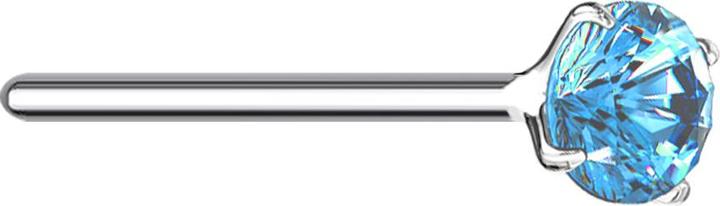 Image du produit Star Piercing Nasenstecker biegen silber runder Kristall aqua gefasst (sans laiton, Argent sterling 925)
