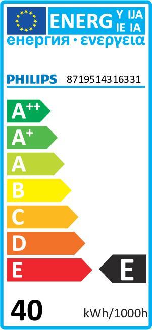 Energy Label Philips Professional LED light (E40, 40 W, 7200 lm, 1 x, E)