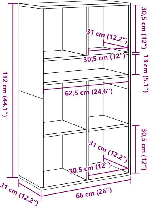 Produktbild VidaXL Bücherregal Grau Sonoma 66x31x112 cm Holzwerkstoff Lagerschrank