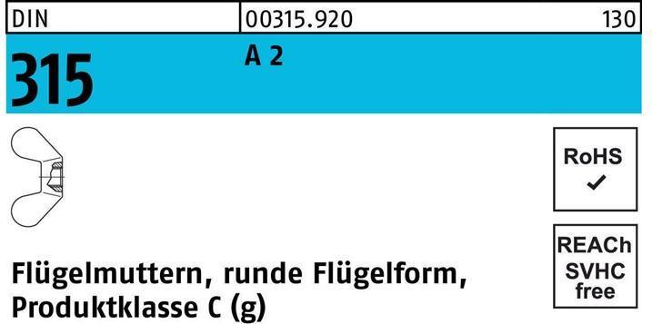 Produktbild Flügelmutter DIN 315 runde Form M 20 A 2