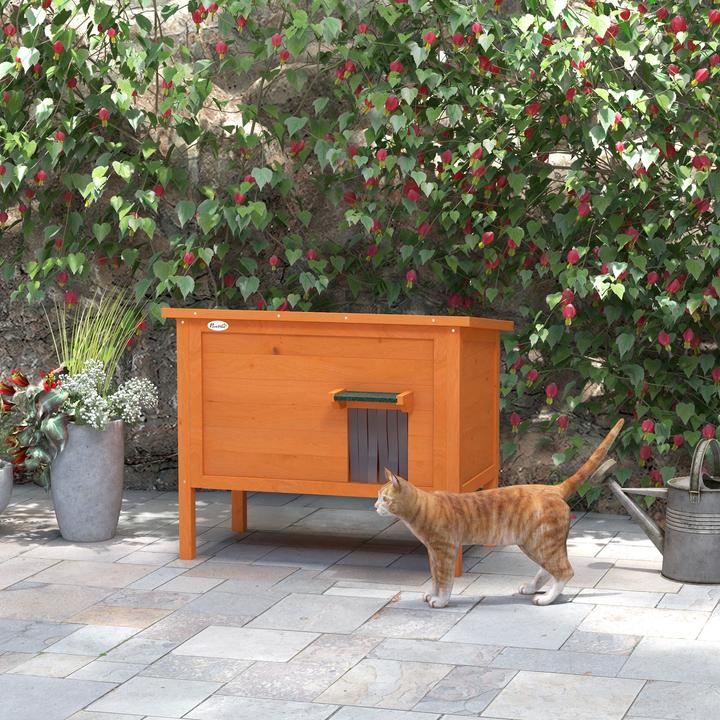 Image du produit PawHut Niche pour chat avec toit et chatière (Chatière manuelle)