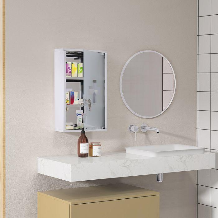 Actual product image Swisshandel24 Medicine cabinet First aid cabinet with lock Stainless steel 30 x 18 x 50 cm (30 x 18 x 50 cm)