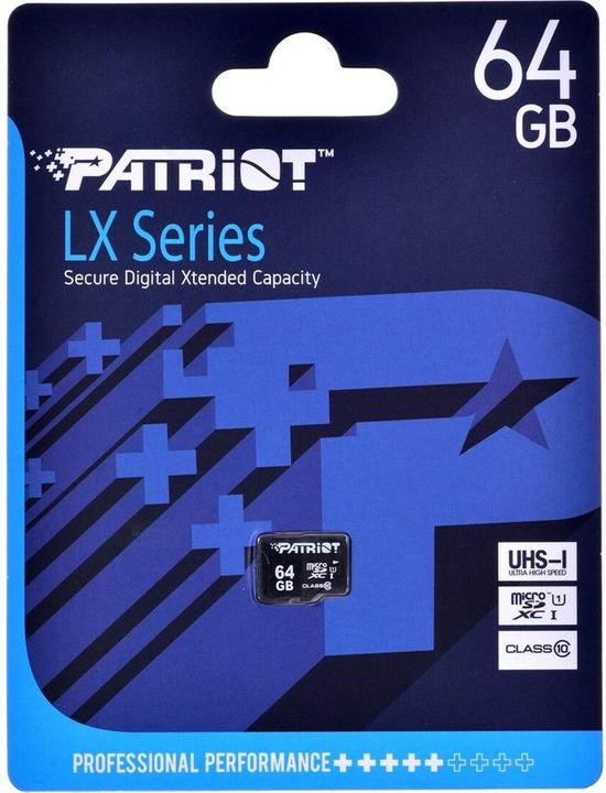 Immagine prodotto Patriot MicroSDXC UHS-I Klasse 10 (64 GB, microSDXC, U1, UHS-I)