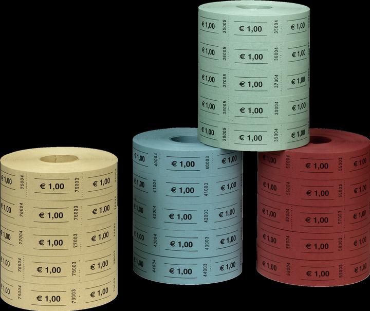Image du produit Herlitz Jetons de 1 euro, 1.000 coupons par rouleau numérotés consécutivement, 30 x 55 mm, assortis dans