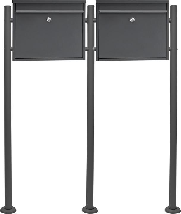 Produktbild Wiltec 2er Set Briefkasten V13 Anthrazit 1000x150x1200mm Ständer Schloss Stahl