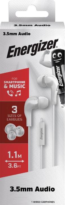 Immagine prodotto Energizer Cuffie con filo - CIA5 - jack / aux 3,5 mm, bianco (Cablato)