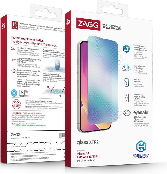 Actual product image Zagg Invisibleshield Glass Xtr Am (1 Piece, Apple iPhone 13)