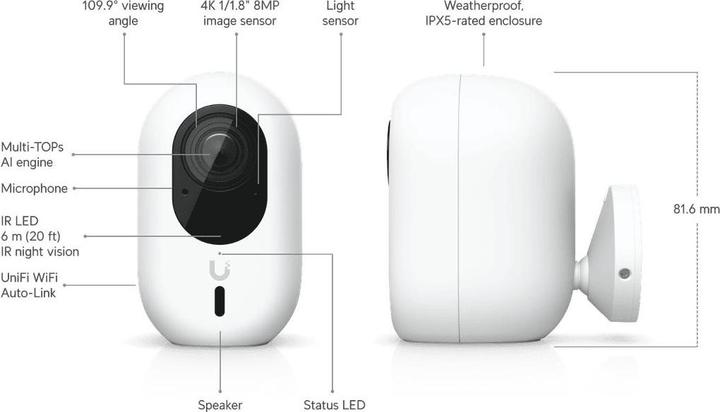 Actual product image Ubiquiti UniFi G6 Instant Netv??rksoverv??gningskamera 3840 x 2160 (3840 x 2160 pixels)
