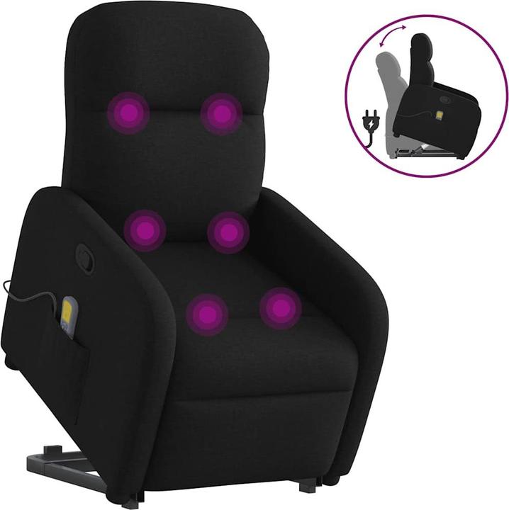 Actual product image VidaXL Massage chair with stand-up aid black fabric