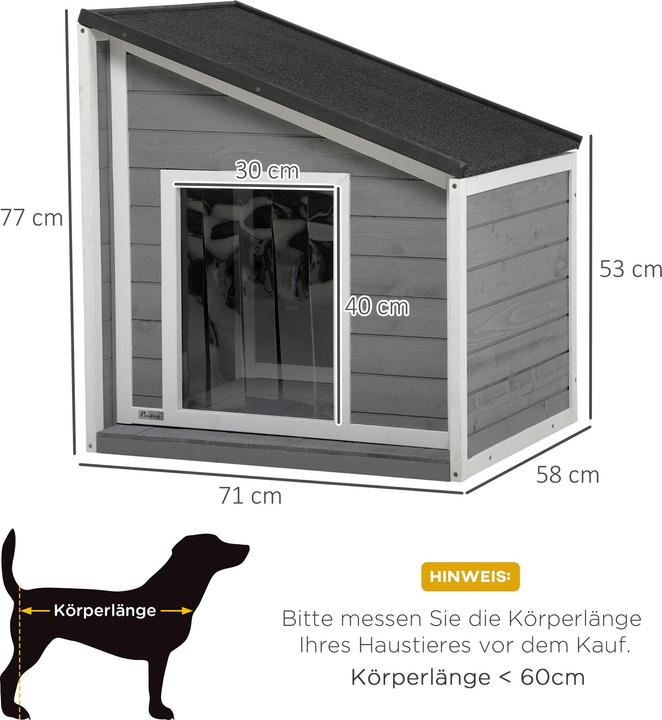 Produktbild PawHut Hundehütte mit zu öffnendem Schrägasphaltdach (Hundehütte)