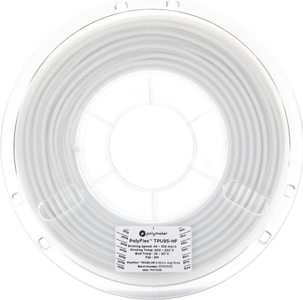 Actual product image Polymaker PolyFlex TPU95-HF - White - 2.85mm (TPU, 2.85 mm, 1 g, White)