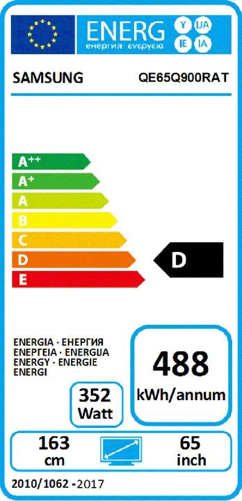 Energie-Label Samsung QE65Q900R (65", LCD, 8K, 2018)