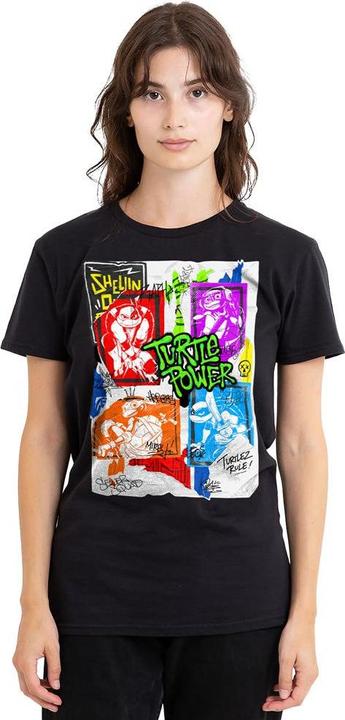 Actual product image Teenage Mutant NT Unisex Adult Lino Poster T-Shirt (M)