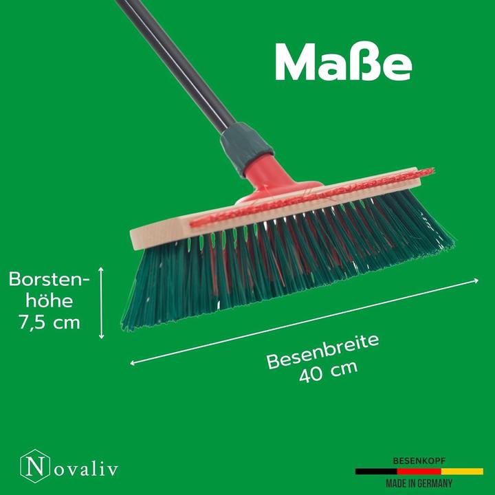 Immagine prodotto Novaliv Gartenbesen mit Stiel und Kratzleiste 40 cm Elaston Borsten Besen draussen Strassenbesen mit S (1 pz.)