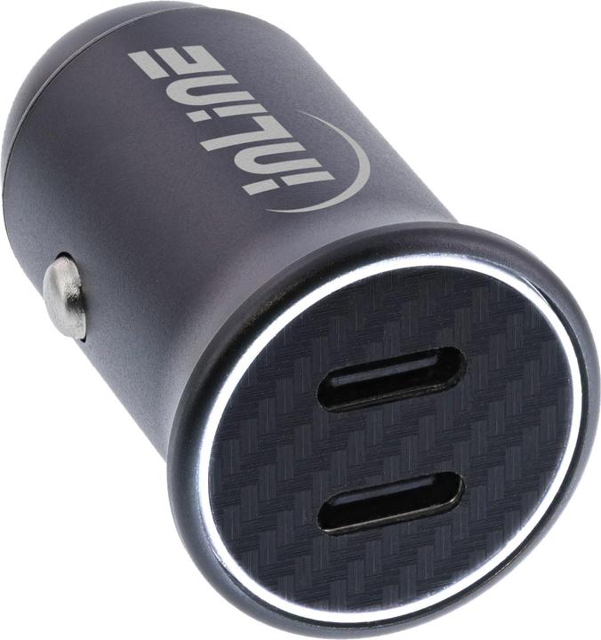 Produktbild InLine USB KFZ Stromadapter Power Delivery, 2x USB Typ-C, schwarz