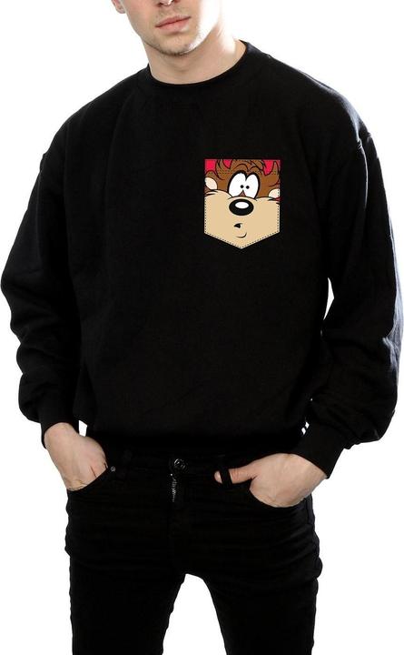 Actual product image Looney Tunes Mens Tasmanian Devil Face Faux Pocket Sweatshirt (XXL)