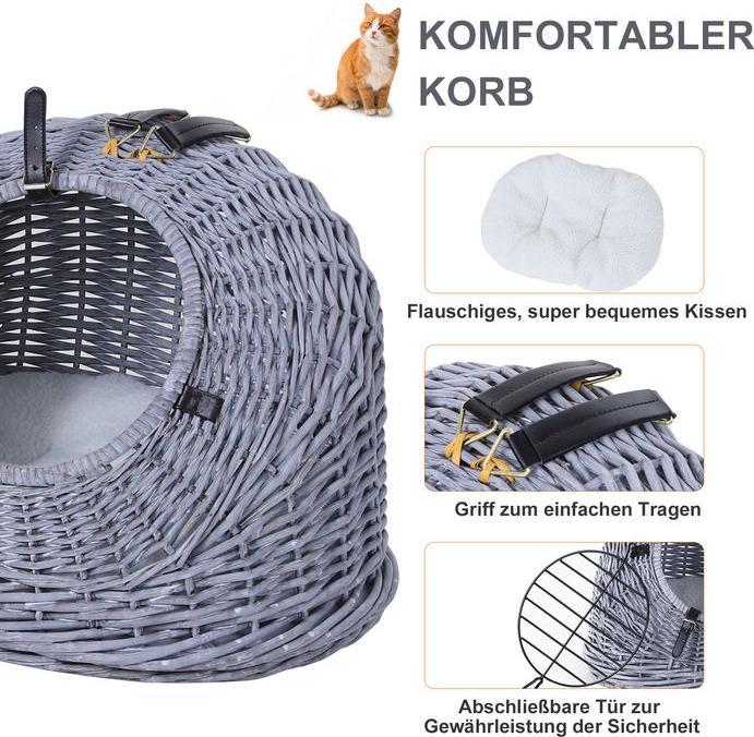 Image du produit Swisshandel24 Panier de transport Caisse de transport pour chats chiens, niche en osier avec grille, niche pour (Chat)