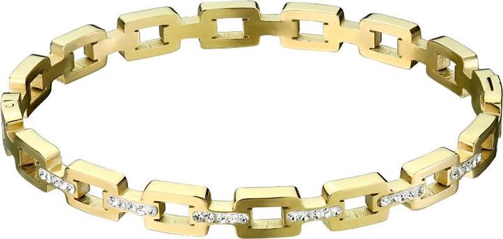Produktbild Star Piercing Armkette vergoldet quadratische Glieder Kristalle silber (17 cm, Chirurgenstahl)