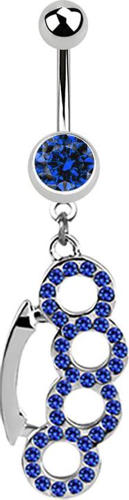 Actual product image Star Piercing Banana silver with pendant brass knuckles dark blue (Surgical steel 316L, without brass)