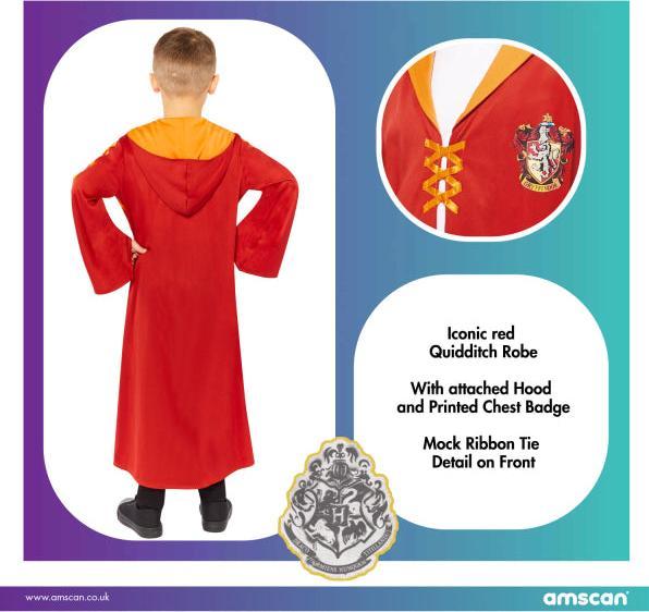 Immagine prodotto Amscan Vestaglia da Quidditch di Harry Potter Grifondoro per bambini da 10 a 12 anni (140)