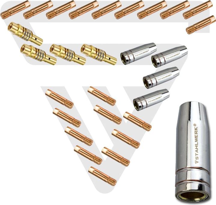 Image du produit Stahlwerk Pièces d'usure MIG MAG 28 pcs AK15/MB15 AK14/MB14 Torches de soudage