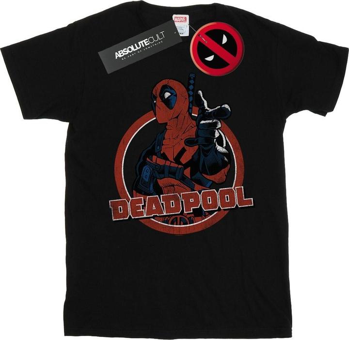 Actual product image Womens/Ladies Deadpool Gun Finger Cotton Boyfriend T-Shirt (S)