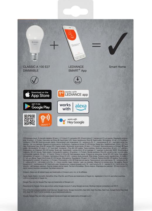 Produktbild Ledvance Smart+ Wifi Classic (E27, 14 W, 1521 lm, 3 x, F)