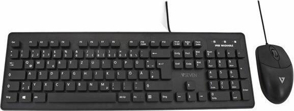 Image du produit V7 Ensemble clavier et souris antimicrobiens lavables (DE, Filaire)