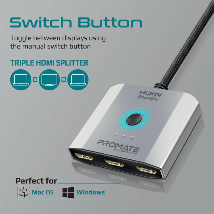 Produktbild ProMate MediaSwitch-H3 4K 3 in 1 HDMI Splitter
