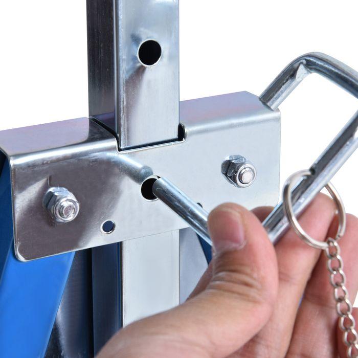 Immagine prodotto Swisshandel24 2 x cavalletto da ponteggio pieghevole regolabile in altezza fino a 200 kg acciaio blu 68 x 58 x (58 cm, 68 cm)