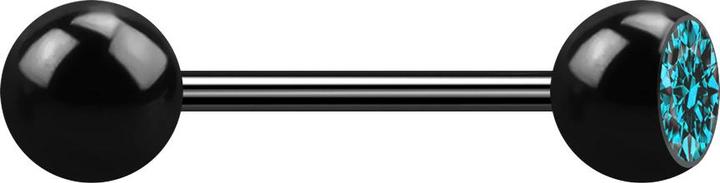 Produktbild Star Piercing Micro Barbell schwarz mit Kugel und Kugeln Kristall aqua (ohne Messing, Chirurgenstahl 316L)