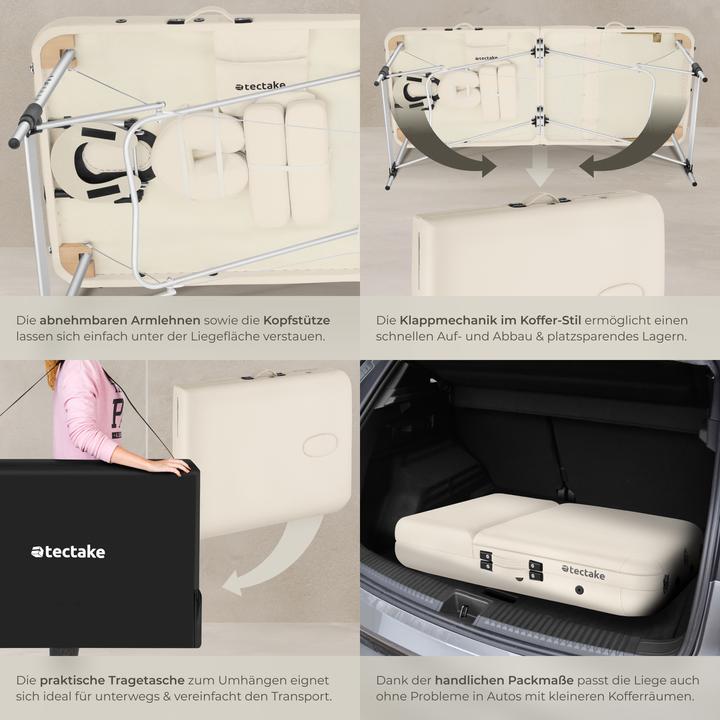 Actual product image tectake Massage Table - 3-zone bed with aluminium frame, head- and armrests, carry bag