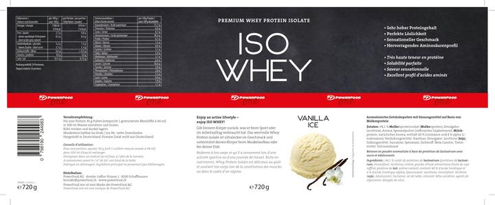 Nutritional values and ingredients PowerFood One Iso Whey (Vanilla ice, 1 pcs., 720 g)