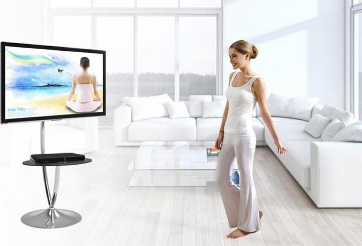 Actual product image Techly TV LED/LCD stand w. round base and shelf (70", 68 kg)