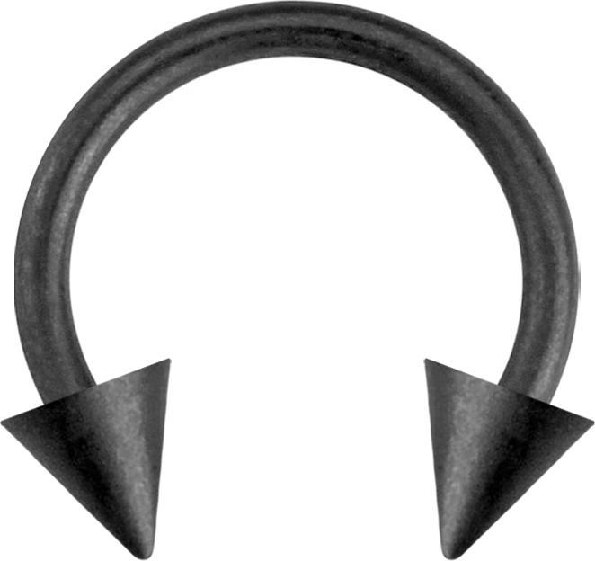 Produktbild Star Piercing Circular Barbell schwarz matt mit zwei Cones (Chirurgenstahl 316L, ohne Messing)
